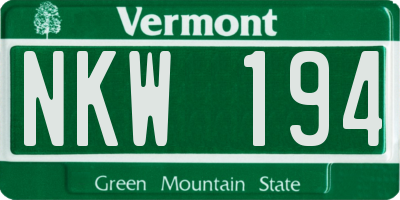 VT license plate NKW194