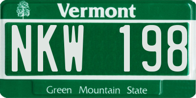 VT license plate NKW198