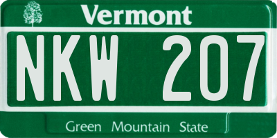 VT license plate NKW207