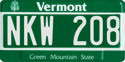 VT license plate NKW208