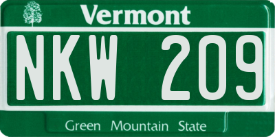 VT license plate NKW209