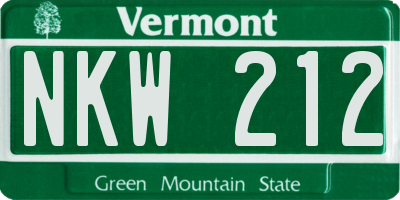 VT license plate NKW212