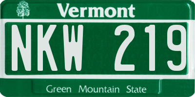 VT license plate NKW219