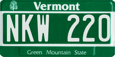 VT license plate NKW220