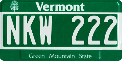 VT license plate NKW222