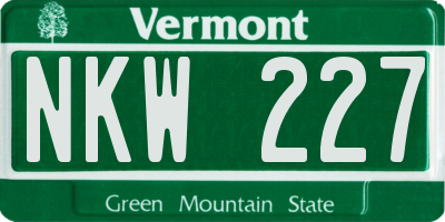 VT license plate NKW227