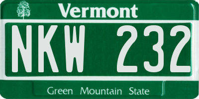 VT license plate NKW232