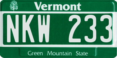 VT license plate NKW233