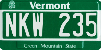 VT license plate NKW235