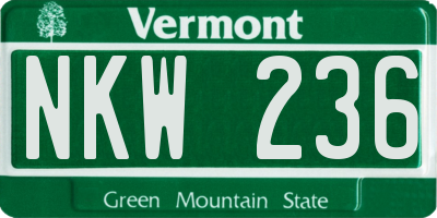 VT license plate NKW236