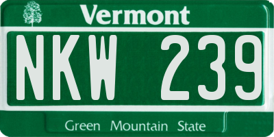 VT license plate NKW239