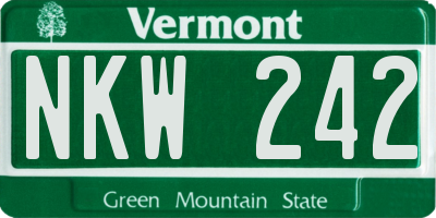 VT license plate NKW242