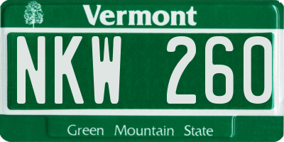 VT license plate NKW260
