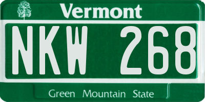 VT license plate NKW268