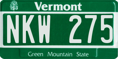 VT license plate NKW275