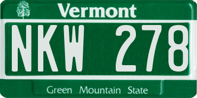 VT license plate NKW278