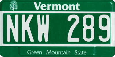 VT license plate NKW289