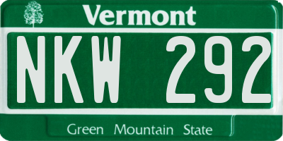VT license plate NKW292