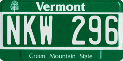 VT license plate NKW296