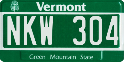 VT license plate NKW304