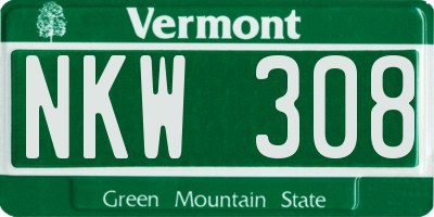 VT license plate NKW308