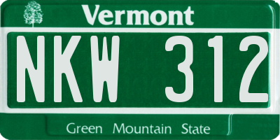 VT license plate NKW312