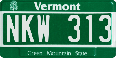 VT license plate NKW313