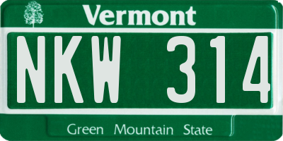 VT license plate NKW314