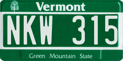 VT license plate NKW315