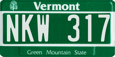 VT license plate NKW317