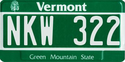 VT license plate NKW322