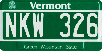 VT license plate NKW326
