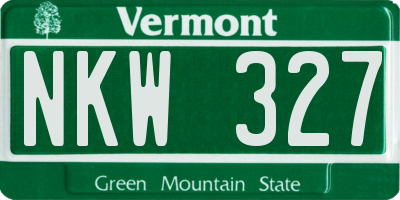VT license plate NKW327