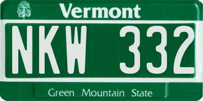 VT license plate NKW332