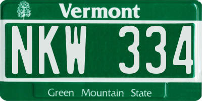 VT license plate NKW334