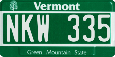 VT license plate NKW335