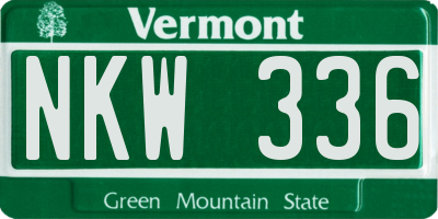 VT license plate NKW336