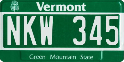VT license plate NKW345