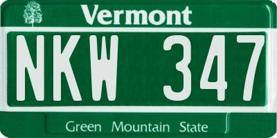VT license plate NKW347