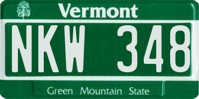 VT license plate NKW348