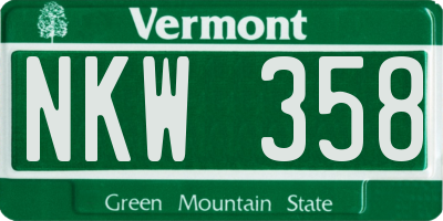 VT license plate NKW358