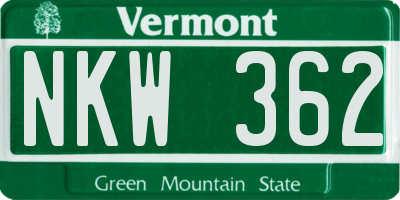 VT license plate NKW362