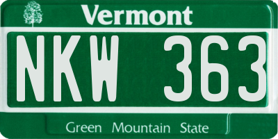 VT license plate NKW363