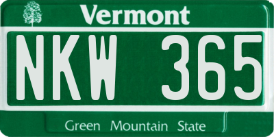 VT license plate NKW365