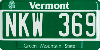 VT license plate NKW369