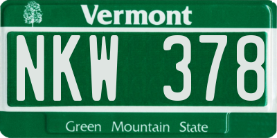 VT license plate NKW378