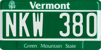VT license plate NKW380