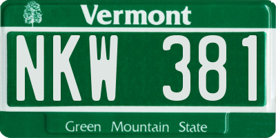 VT license plate NKW381