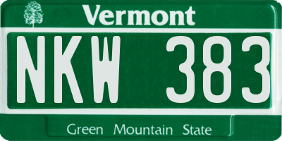 VT license plate NKW383