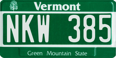 VT license plate NKW385